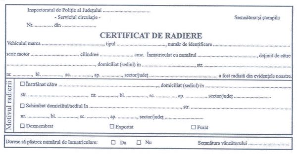 certificat radiere
