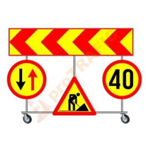 Cărucior portsemnalizare echipat complet