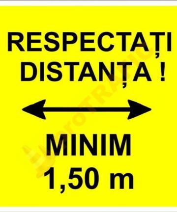 Indicator de securitate COVID Respectati distanta 1.5m