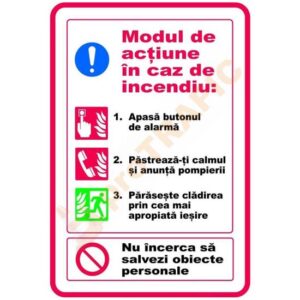 Indicator de securitate PSI Modul de actiune in caz de incendiu