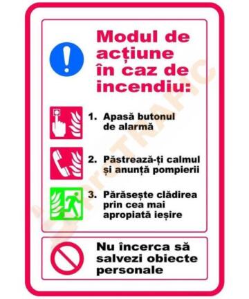 Indicator de securitate PSI Modul de actiune in caz de incendiu