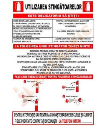 Indicator de securitate PSI Utilizarea stingatoarelor