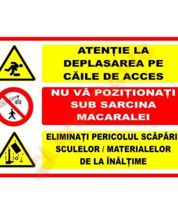 Indicator de securitate cu semne combinate Atentie la deplasarea pe caile de acces