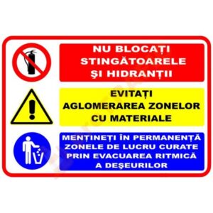 Indicator de securitate cu semne combinate Nu blocati stingatoarele