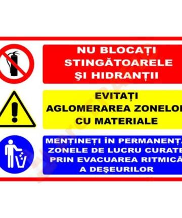 Indicator de securitate cu semne combinate Nu blocati stingatoarele