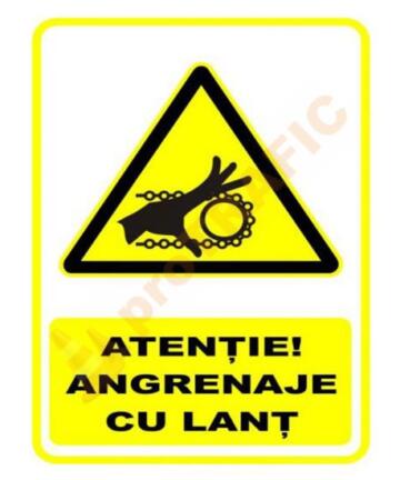Indicator de securitate de avertizare "Angrenaje cu lant"