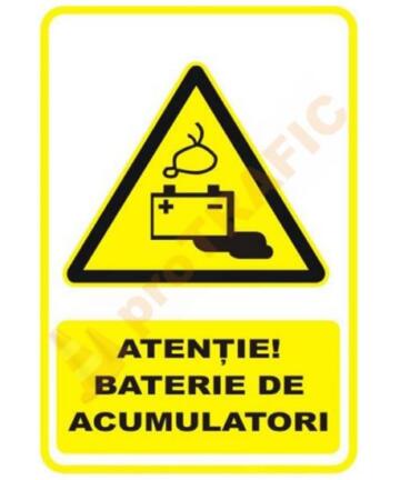 Indicator de securitate de avertizare "Atentie Baterie de acumulatori"