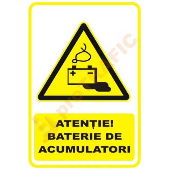 Indicator de securitate de avertizare "Atentie Baterie de acumulatori"