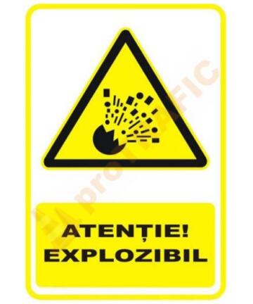 Indicator de securitate de avertizare "Atentie Explozibil"