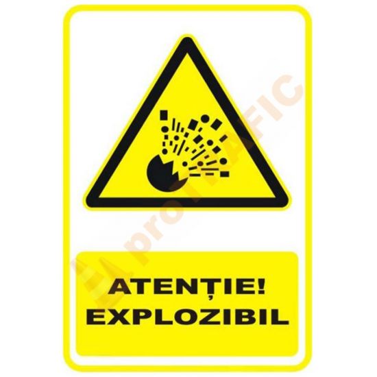 Indicator de securitate de avertizare "Atentie Explozibil"