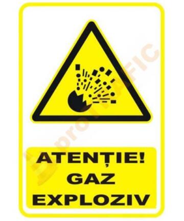 Indicator de securitate de avertizare "Atentie Gaz exploziv"