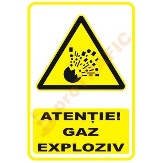 Indicator de securitate de avertizare "Atentie Gaz exploziv"