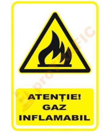 Indicator de securitate de avertizare "Atentie Gaz inflamabil"