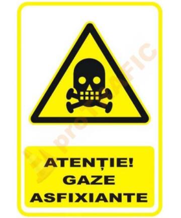 Indicator de securitate de avertizare "Atentie Gaze asfixiante"