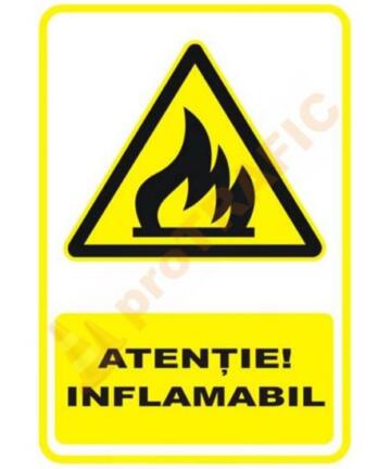 Indicator de securitate de avertizare "Atentie Inflamabil"
