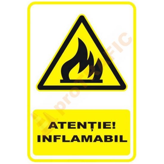 Indicator de securitate de avertizare "Atentie Inflamabil"