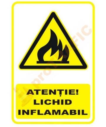 Indicator de securitate de avertizare "Atentie Lichid Inflamabil"