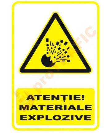 Indicator de securitate de avertizare "Atentie Materiale explozive"