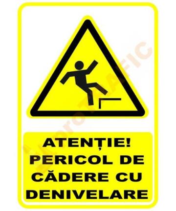 Indicator de securitate de avertizare "Atentie Pericol de cadere cu denivelare"