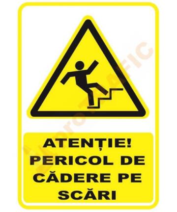 Indicator de securitate de avertizare "Atentie Pericol de cadere pe scari"
