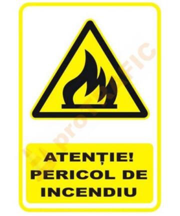 Indicator de securitate de avertizare "Atentie Pericol de incendiu"