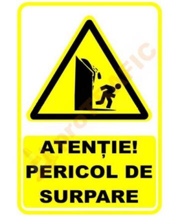 Indicator de securitate de avertizare "Atentie Pericol de surpare"