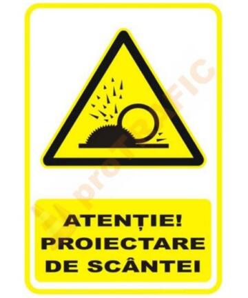 Indicator de securitate de avertizare "Atentie Proiectare de scantei"