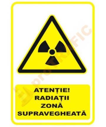 Indicator de securitate de avertizare "Atentie Radiatii zona supravegheata"