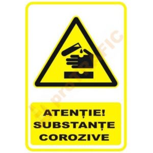 Indicator de securitate de avertizare "Atentie Substante corozive"