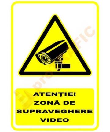 Indicator de securitate de avertizare "Atentie Zona de supraveghere video"