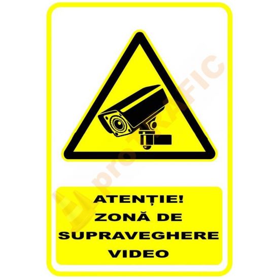 Indicator de securitate de avertizare "Atentie Zona de supraveghere video"