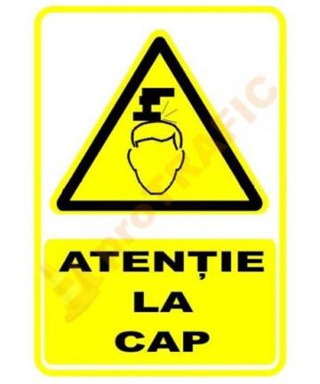 Indicator de securitate de avertizare "Atentie la cap"