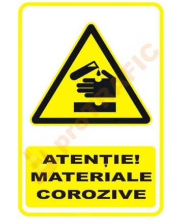Indicator de securitate de avertizare "Atentie materiale corozive"
