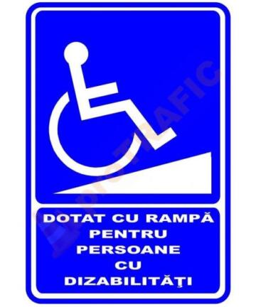 Indicator de securitate de informare generala "Dotat cu rampa pentru persoane cu dizabilitati"