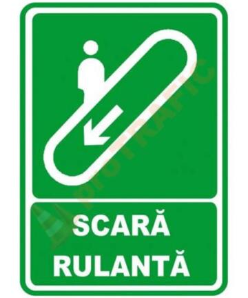 Indicator de securitate de informare generala "Scara rulanta jos"