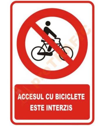 Indicator de securitate de interzicere "Accesul cu biciclete este interzis"