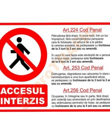 Indicator de securitate de interzicere "Accesul interzis COD PENAL"