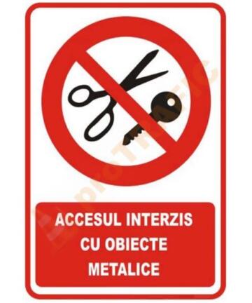 Indicator de securitate de interzicere "Accesul interzis cu obiecte metalice"