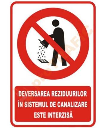 Indicator de securitate de interzicere "Deversarea reziduurilor este interzisa"