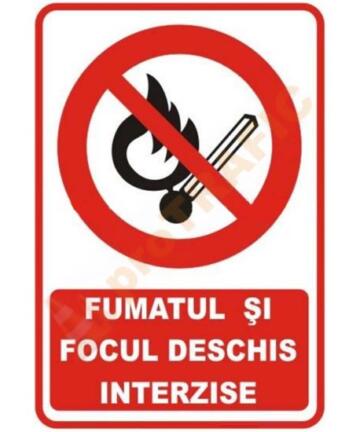 Indicator de securitate de interzicere "Fumatul si focul deschis interzise"