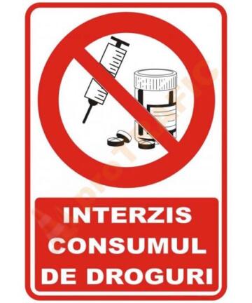 Indicator de securitate de interzicere "Interzis consumul de droguri"