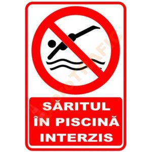 Indicator de securitate de interzicere "Saritul in piscina interzis"