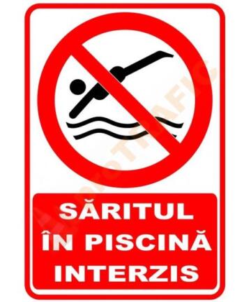 Indicator de securitate de interzicere "Saritul in piscina interzis"