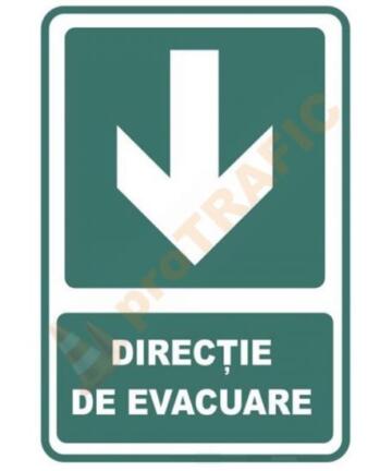 Indicator de securitate de prim ajutor "Directie de evacuare jos inapoi"