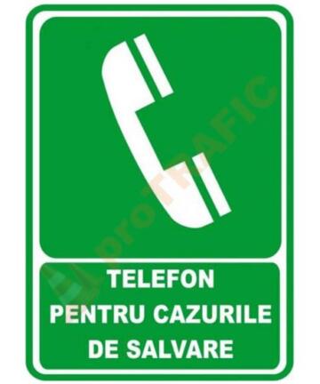 Indicator de securitate de prim ajutor "Telefon pentru cazurile de salvare"