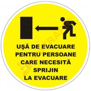 Indicator de securitate de prim ajutor "Usa de evacuare pentru persoane care necesita sprijin la evacuare"