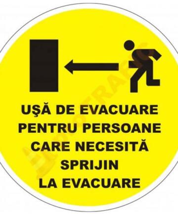 Indicator de securitate de prim ajutor "Usa de evacuare pentru persoane care necesita sprijin la evacuare"