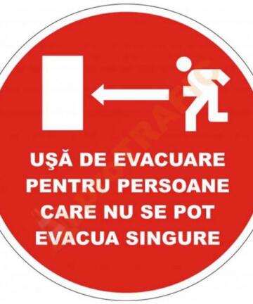 Indicator de securitate de prim ajutor "Usa de evacuare pentru persoane care nu se pot evacua singure"