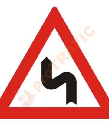 Indicator rutier avertizare A3 Curba dubla prima la stanga