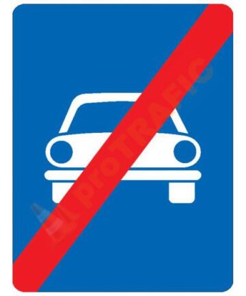 Indicator rutier de informare G18 Sfarsitul drumului pentru autovehicule